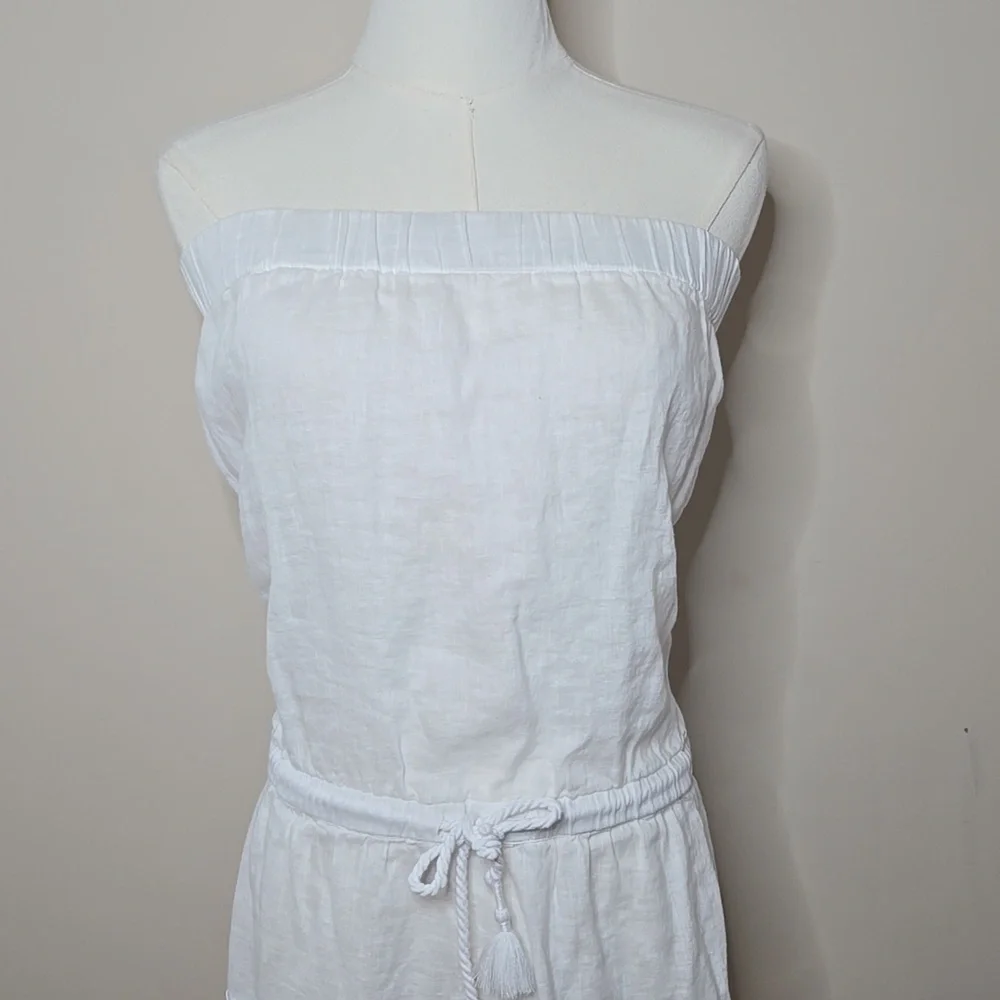 Vineyard Vines 100% Linen Swim Cover Up Size Small Strapless Tubetop with Eyelet